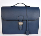 Hermes Sac Depeche 38cm Briefcase Clemence Dark Blue H668