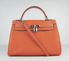 Hermes Kelly Handbags 32CM Orange(silver) HKL32O0OS010