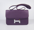 Hermes Constance Togo Leather Single Bag Purple Silver Hardware H020 H020