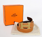 Hermes belt leather in Camel/Dark Brown with H Gold Buckle H1002
