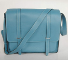 Hermes Steve 35CM Messenger Bag Clemence Leather Blue H92111